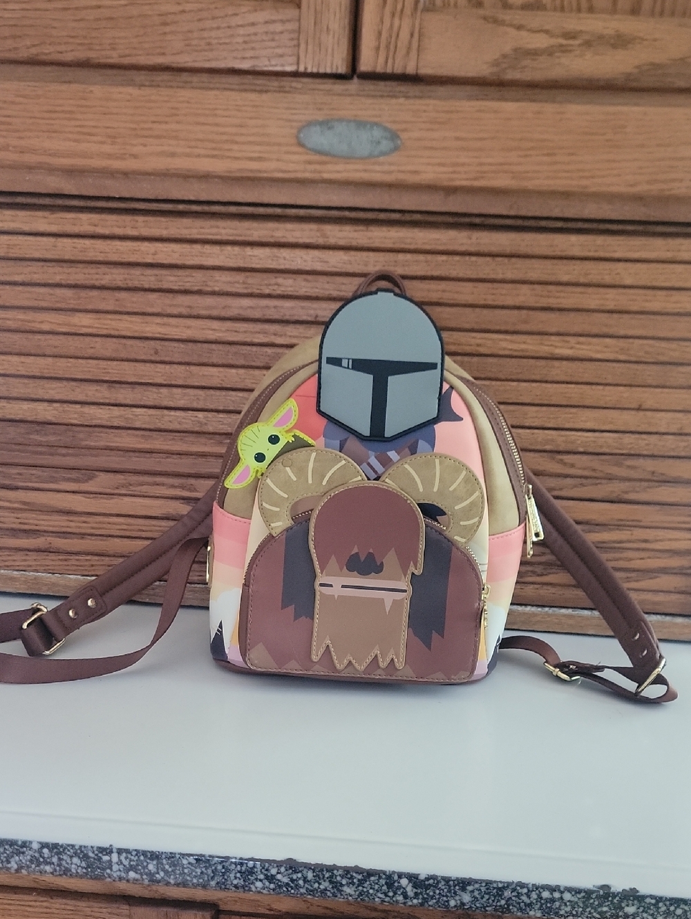 Loungefly Brown Star Wars Character Mini Backpack Disney Parks Yoda - Picture 2 of 12